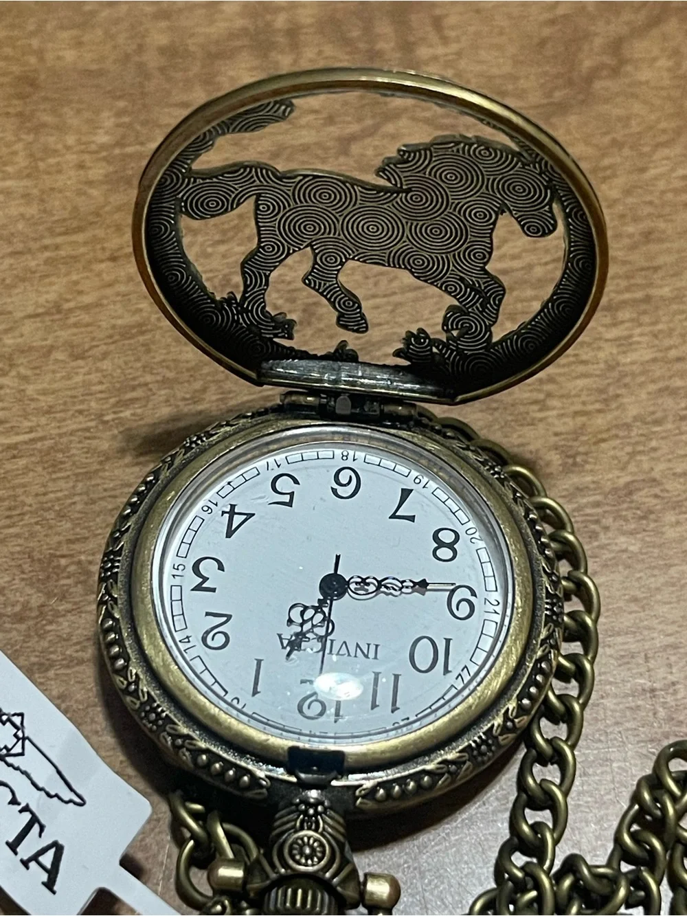Invicta Brass-Tone Horse Pocket Watch Necklace